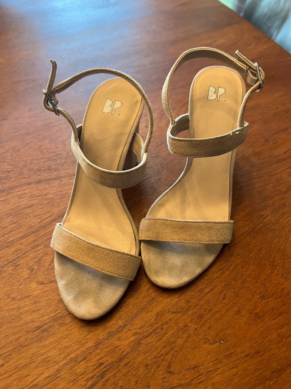 BP Leather Tan Block Heel Shoes